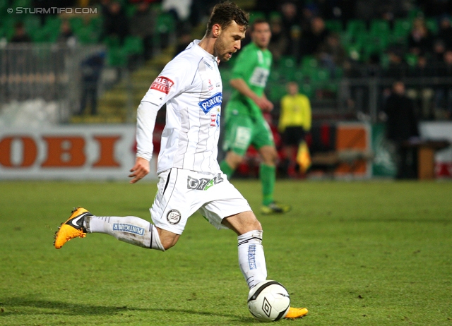 Mattersburg - Sturm Graz
Oesterreichische Fussball Bundesliga, 21. Runde,SV Mattersburg - SK Sturm Graz, Pappelstadion Mattersburg, 16.02.2013. 

Foto zeigt Michael Madl (Sturm)
