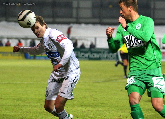 Mattersburg - Sturm Graz
Oesterreichische Fussball Bundesliga, 21. Runde,SV Mattersburg - SK Sturm Graz, Pappelstadion Mattersburg, 16.02.2013. 

Foto zeigt Andreas Hoelzl (Sturm)
