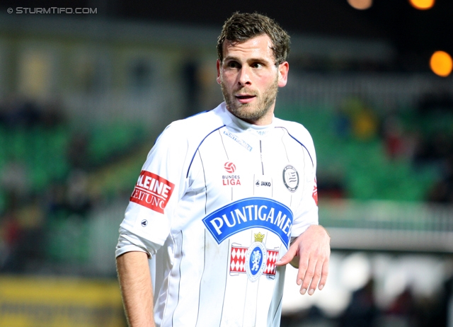 Mattersburg - Sturm Graz
Oesterreichische Fussball Bundesliga, 21. Runde,SV Mattersburg - SK Sturm Graz, Pappelstadion Mattersburg, 16.02.2013. 

Foto zeigt Juergen Saeumel (Sturm)
