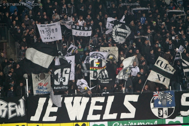 Sturm Graz - Wolfsberg
Oesterreichische Fussball Bundesliga, 22. Runde, SK Sturm Graz - Wolfsberger AC, Stadion Liebenau Graz, 23.02.2013. 

Foto zeigt Fans von Sturm
