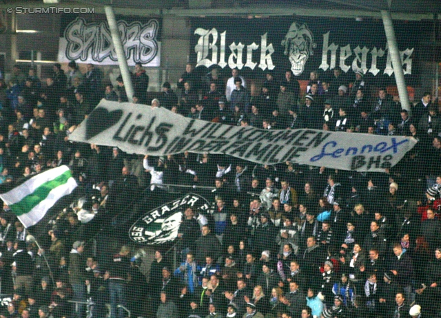 Sturm Graz - Wolfsberg
Oesterreichische Fussball Bundesliga, 22. Runde, SK Sturm Graz - Wolfsberger AC, Stadion Liebenau Graz, 23.02.2013. 

Foto zeigt Fans von Sturm
