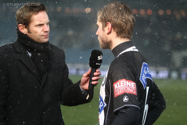 Sturm Graz - Wolfsberg
Oesterreichische Fussball Bundesliga, 22. Runde, SK Sturm Graz - Wolfsberger AC, Stadion Liebenau Graz, 23.02.2013. 

Foto zeigt Manuel Weber (Sturm) beim Interview
