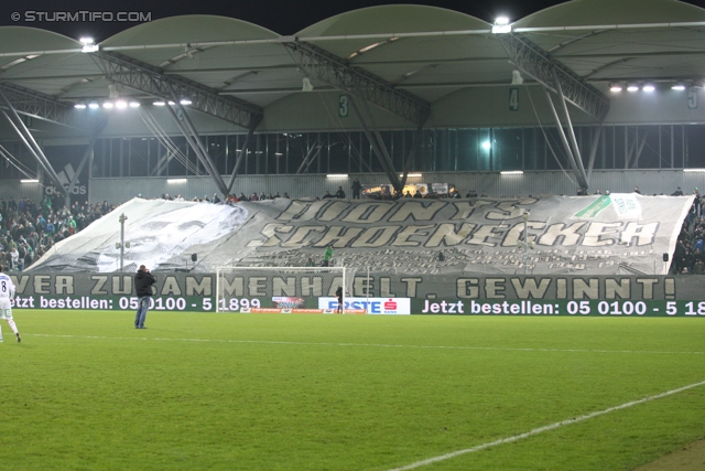 Rapid Wien - Sturm Graz
Oesterreichische Fussball Bundesliga, 23. Runde, SK Rapid Wien - SK Sturm Graz, Gerhard Hanappi Stadion Wien, 23.02.2013. 

Foto zeigt Fans von Rapid mit einer Choreografie
