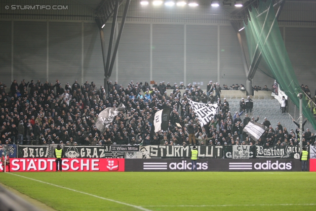 Rapid Wien - Sturm Graz
Oesterreichische Fussball Bundesliga, 23. Runde, SK Rapid Wien - SK Sturm Graz, Gerhard Hanappi Stadion Wien, 23.02.2013. 

Foto zeigt Fans von Sturm
