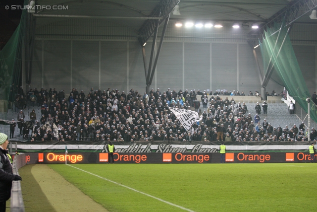 Rapid Wien - Sturm Graz
Oesterreichische Fussball Bundesliga, 23. Runde, SK Rapid Wien - SK Sturm Graz, Gerhard Hanappi Stadion Wien, 23.02.2013. 

Foto zeigt Fans von Sturm
