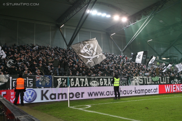 Rapid Wien - Sturm Graz
Oesterreichische Fussball Bundesliga, 23. Runde, SK Rapid Wien - SK Sturm Graz, Gerhard Hanappi Stadion Wien, 23.02.2013. 

Foto zeigt Fans von Sturm
