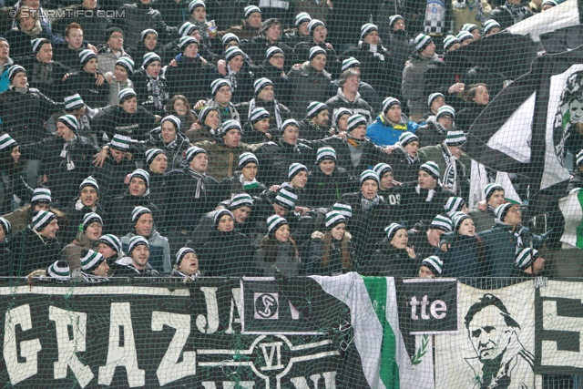 Rapid Wien - Sturm Graz
Oesterreichische Fussball Bundesliga, 23. Runde, SK Rapid Wien - SK Sturm Graz, Gerhard Hanappi Stadion Wien, 23.02.2013. 

Foto zeigt Fans von Sturm
