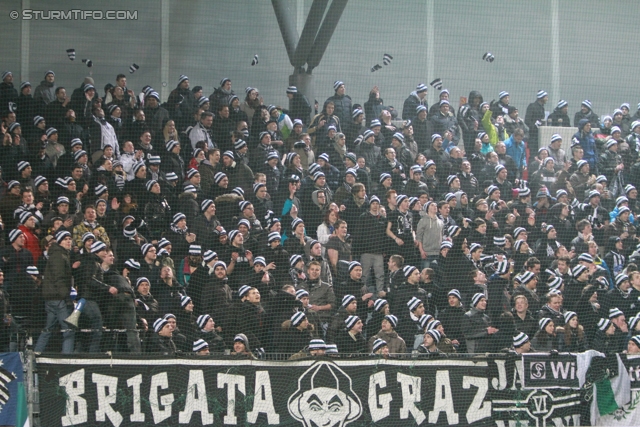 Rapid Wien - Sturm Graz
Oesterreichische Fussball Bundesliga, 23. Runde, SK Rapid Wien - SK Sturm Graz, Gerhard Hanappi Stadion Wien, 23.02.2013. 

Foto zeigt Fans von Sturm
