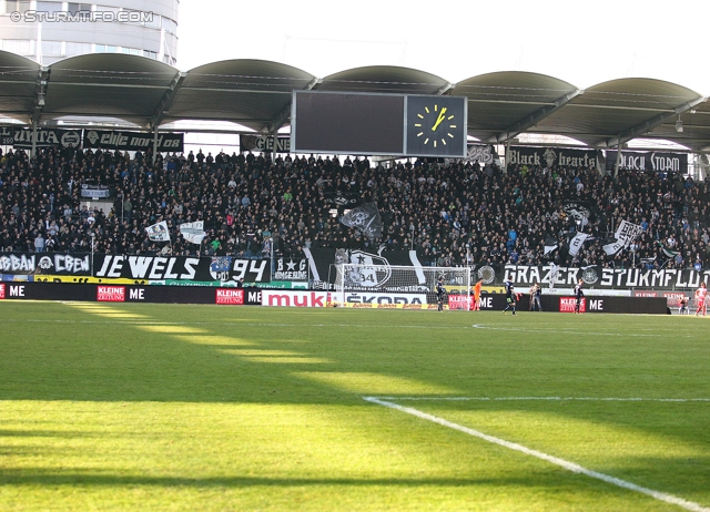 Sturm Graz - Admira Wacker
Oesterreichische Fussball Bundesliga, 24. Runde, SK Sturm Graz - FC Admira Wacker Moedling, Stadion Liebenau Graz, 02.03.2013. 

Foto zeigt Fans von Sturm
