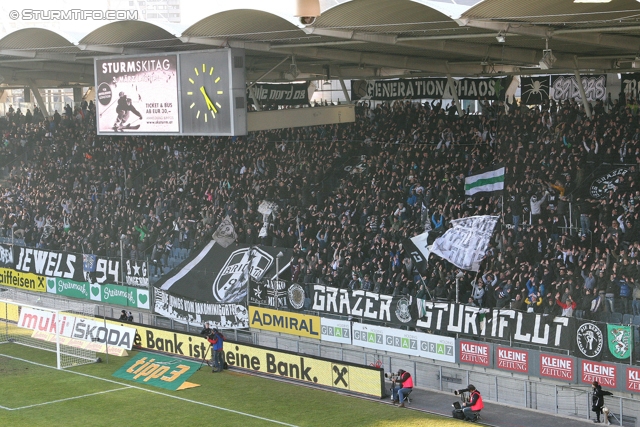 Sturm Graz - Admira Wacker
Oesterreichische Fussball Bundesliga, 24. Runde, SK Sturm Graz - FC Admira Wacker Moedling, Stadion Liebenau Graz, 02.03.2013. 

Foto zeigt Fans von Sturm
