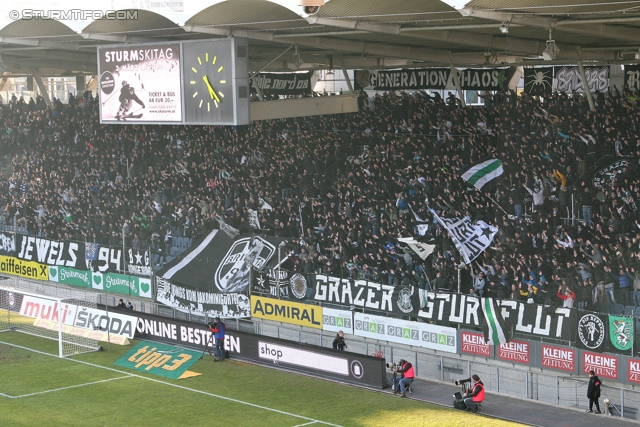 Sturm Graz - Admira Wacker
Oesterreichische Fussball Bundesliga, 24. Runde, SK Sturm Graz - FC Admira Wacker Moedling, Stadion Liebenau Graz, 02.03.2013. 

Foto zeigt Fans von Sturm
