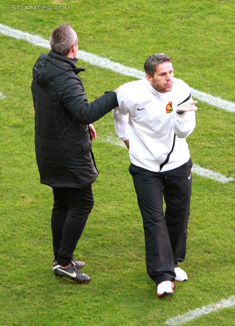 Sturm Graz - Admira Wacker
Oesterreichische Fussball Bundesliga, 24. Runde, SK Sturm Graz - FC Admira Wacker Moedling, Stadion Liebenau Graz, 02.03.2013. 

Foto zeigt Dietmar Kuehbauer (Cheftrainer Admira)
