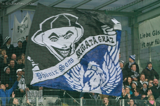 Ried - Sturm Graz
Oesterreichische Fussball Bundesliga, 25. Runde, SV Ried- SK Sturm Graz, Arena Ried, 09.03.2013. 

Foto zeigt Fans von Sturm
