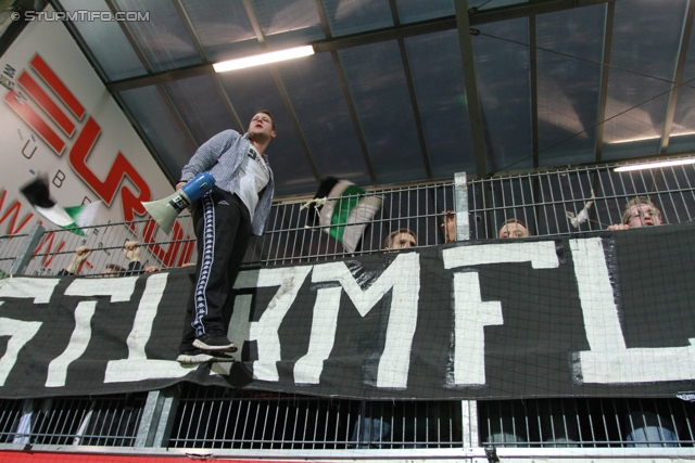 Ried - Sturm Graz
Oesterreichische Fussball Bundesliga, 25. Runde, SV Ried- SK Sturm Graz, Arena Ried, 09.03.2013. 

Foto zeigt Fans von Sturm
