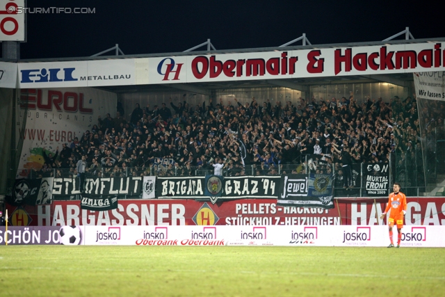 Ried - Sturm Graz
Oesterreichische Fussball Bundesliga, 25. Runde, SV Ried- SK Sturm Graz, Arena Ried, 09.03.2013. 

Foto zeigt Fans von Sturm
