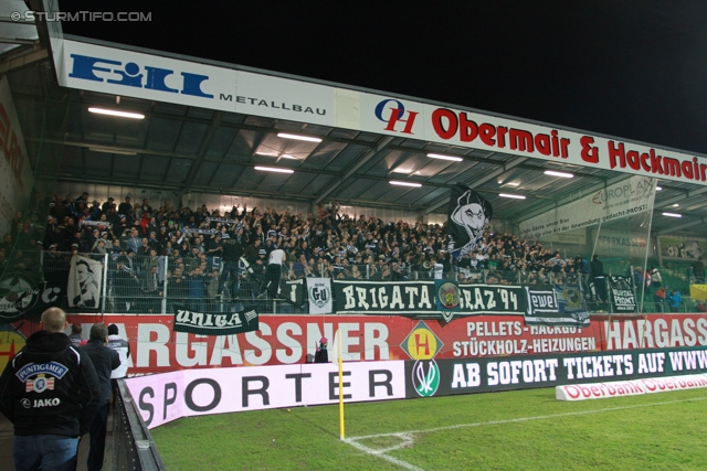 Ried - Sturm Graz
Oesterreichische Fussball Bundesliga, 25. Runde, SV Ried- SK Sturm Graz, Arena Ried, 09.03.2013. 

Foto zeigt Fans von Sturm
