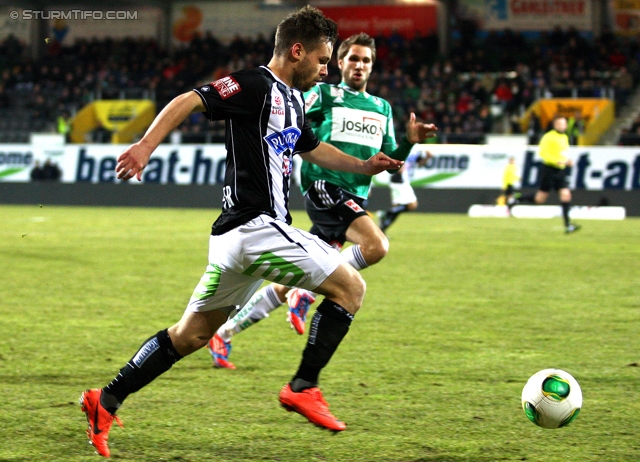 Ried - Sturm Graz
Oesterreichische Fussball Bundesliga, 25. Runde, SV Ried- SK Sturm Graz, Arena Ried, 09.03.2013. 

Foto zeigt David Schloffer (Sturm)
