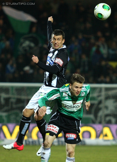 Ried - Sturm Graz
Oesterreichische Fussball Bundesliga, 25. Runde, SV Ried- SK Sturm Graz, Arena Ried, 09.03.2013. 

Foto zeigt Milan Dudic (Sturm)
