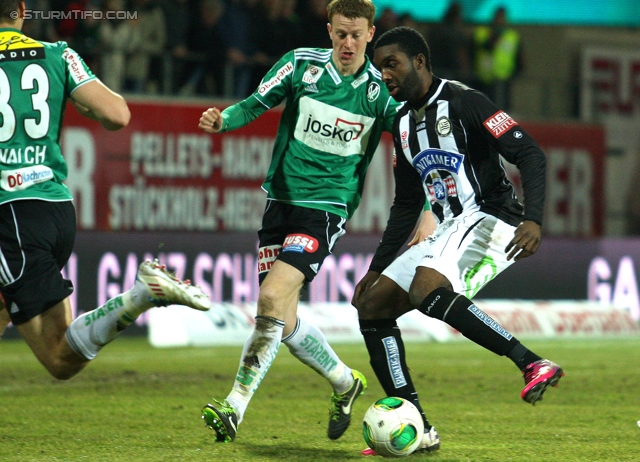 Ried - Sturm Graz
Oesterreichische Fussball Bundesliga, 25. Runde, SV Ried- SK Sturm Graz, Arena Ried, 09.03.2013. 

Foto zeigt Richard Sukuta-Pasu (Sturm)
