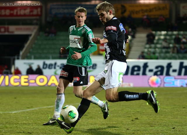 Ried - Sturm Graz
Oesterreichische Fussball Bundesliga, 25. Runde, SV Ried- SK Sturm Graz, Arena Ried, 09.03.2013. 

Foto zeigt Manuel Weber (Sturm)
