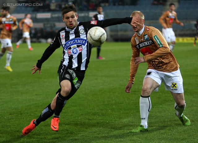 Sturm Graz - Innsbruck
Oesterreichische Fussball Bundesliga, 26. Runde, SK Sturm Graz - FC Wacker Innsbruck, Stadion Liebenau Graz, 16.03.2013. 

Foto zeigt David Schloffer (Sturm) und Martin Svejnoha (Innsbruck)
