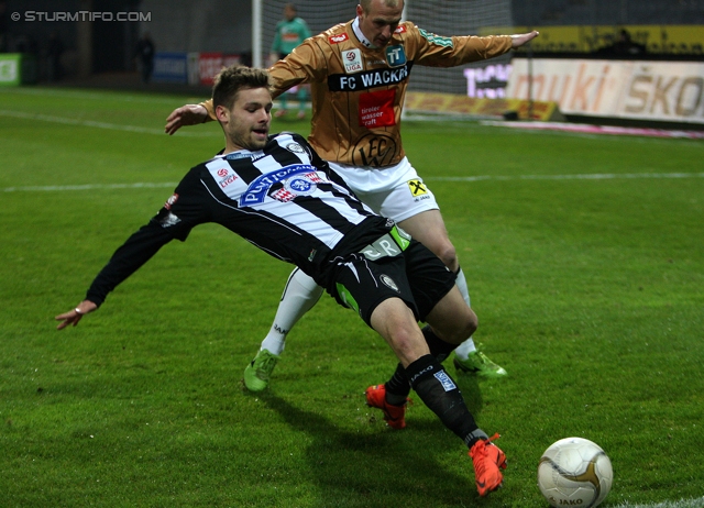 Sturm Graz - Innsbruck
Oesterreichische Fussball Bundesliga, 26. Runde, SK Sturm Graz - FC Wacker Innsbruck, Stadion Liebenau Graz, 16.03.2013. 

Foto zeigt David Schloffer (Sturm) und Martin Svejnoha (Innsbruck)
