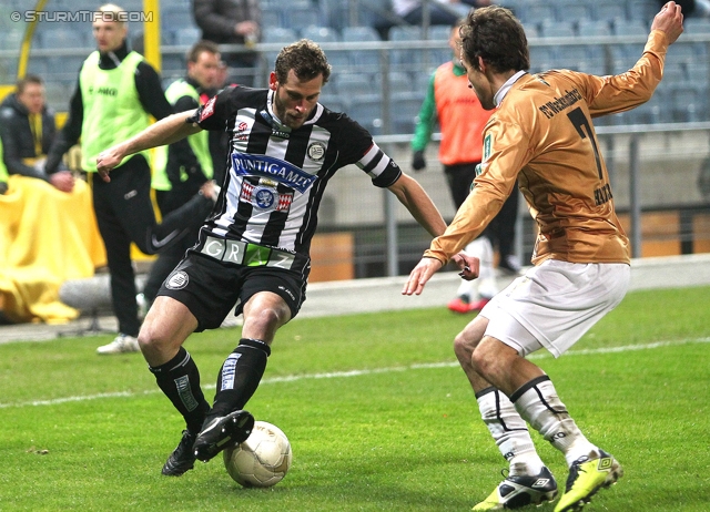 Sturm Graz - Innsbruck
Oesterreichische Fussball Bundesliga, 26. Runde, SK Sturm Graz - FC Wacker Innsbruck, Stadion Liebenau Graz, 16.03.2013. 

Foto zeigt Juergen Saeumel (Sturm) und Alexander Hauser (Innsbruck)
