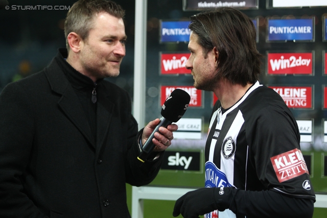Sturm Graz - Innsbruck
Oesterreichische Fussball Bundesliga, 26. Runde, SK Sturm Graz - FC Wacker Innsbruck, Stadion Liebenau Graz, 16.03.2013. 

Foto zeigt Imre Szabics (Sturm) beim Interview
