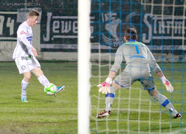 Wr. Neustadt - Sturm Graz
Oesterreichische Fussball Bundesliga, 27. Runde, SC Wiener Neustadt - SK Sturm Graz, Stadion Wiener Neustadt, 30.03.2013. 

Foto zeigt Florian Kainz (Sturm) und Thomas Vollnhofer (Wr. Neustadt)
