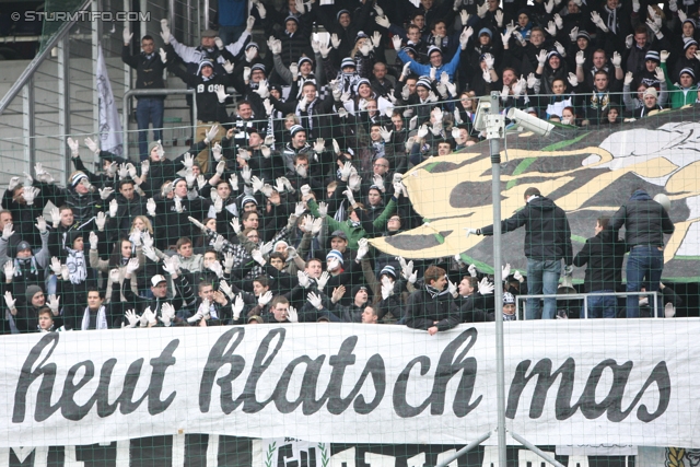 Salzburg - Sturm Graz
Oesterreichische Fussball Bundesliga, 28. Runde, FC RB Salzburg - SK Sturm Graz, Stadion Wals-Siezenheim, 07.04.2013. 

Foto zeigt Fans von Sturm mit einer Choreografie
