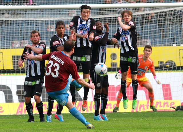 Sturm Graz - Mattersburg
Oesterreichische Fussball Bundesliga, 30. Runde, SK Sturm Graz - SV Mattersburg, Stadion Liebenau Graz, 20.04.2013. 

Foto zeigt Patrick Buerger (Mattersburg)
