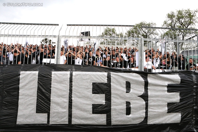 Wolfsberg - Sturm Graz
Oesterreichische Fussball Bundesliga, 31. Runde, Wolfsberger AC - SK Sturm Graz, Lavanttal Arena Wolfsberg, 27.04.2013. 

Foto zeigt Fans von Sturm
