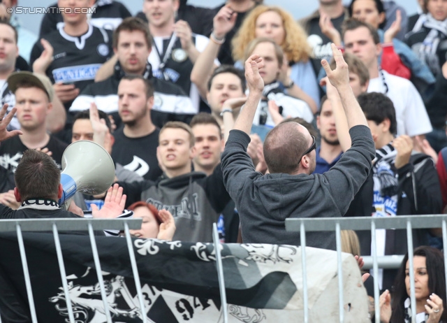 Wolfsberg - Sturm Graz
Oesterreichische Fussball Bundesliga, 31. Runde, Wolfsberger AC - SK Sturm Graz, Lavanttal Arena Wolfsberg, 27.04.2013. 

Foto zeigt Fans von Sturm
