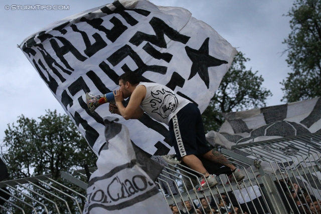 Wolfsberg - Sturm Graz
Oesterreichische Fussball Bundesliga, 31. Runde, Wolfsberger AC - SK Sturm Graz, Lavanttal Arena Wolfsberg, 27.04.2013. 

Foto zeigt Fans von Sturm
