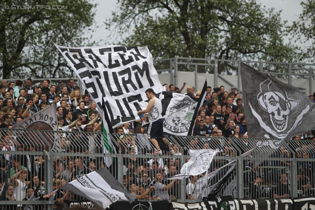 Wolfsberg - Sturm Graz
Oesterreichische Fussball Bundesliga, 31. Runde, Wolfsberger AC - SK Sturm Graz, Lavanttal Arena Wolfsberg, 27.04.2013. 

Foto zeigt Fans von Sturm
