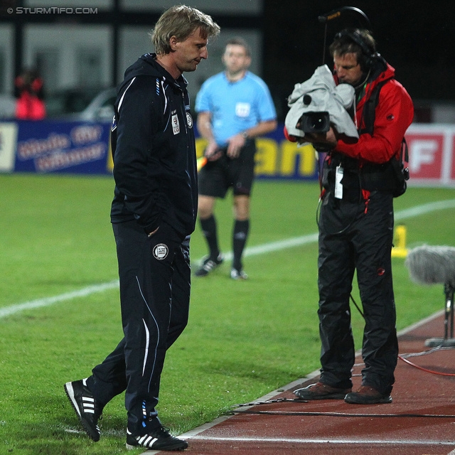 Wolfsberg - Sturm Graz
Oesterreichische Fussball Bundesliga, 31. Runde, Wolfsberger AC - SK Sturm Graz, Lavanttal Arena Wolfsberg, 27.04.2013. 

Foto zeigt Markus Schopp (Cheftrainer Sturm)
Schlüsselwörter: enttaeuschung