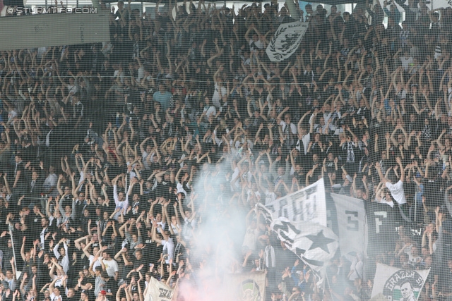 Sturm Graz - Rapid Wien
Oesterreichische Fussball Bundesliga, 32. Runde, SK Sturm Graz - SK Rapid Wien, Stadion Liebenau Graz, 05.05.2013. 

Foto zeigt Fans von Sturm
Schlüsselwörter: pyrotechnik