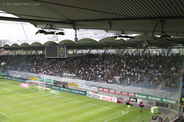 Sturm Graz - Ried
Oesterreichische Fussball Bundesliga, 34. Runde, SK Sturm Graz - SV Ried, Stadion Liebenau Graz, 19.05.2013. 

Foto zeigt Fans von Sturm mit einem Spruchband
Schlüsselwörter: protest