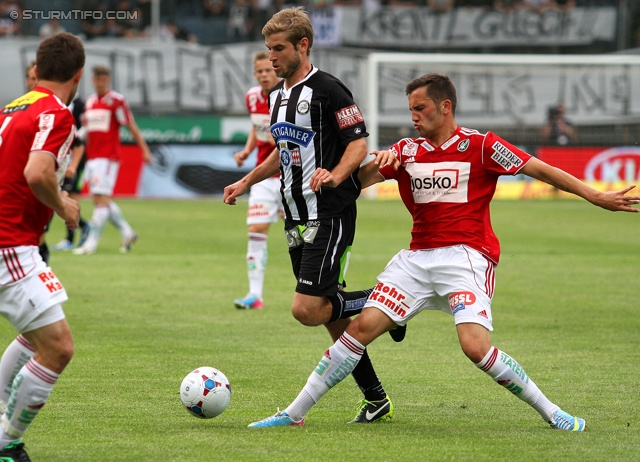 Sturm Graz - Ried
Oesterreichische Fussball Bundesliga, 34. Runde, SK Sturm Graz - SV Ried, Stadion Liebenau Graz, 19.05.2013. 

Foto zeigt Manuel Weber (Sturm) und Anel Hadzic (Ried)
