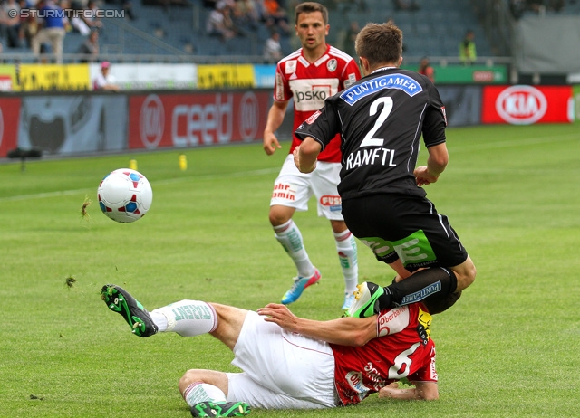 Sturm Graz - Ried
Oesterreichische Fussball Bundesliga, 34. Runde, SK Sturm Graz - SV Ried, Stadion Liebenau Graz, 19.05.2013. 

Foto zeigt Andreas Schicker (Ried) und Reinhold Ranftl (Sturm)
Schlüsselwörter: foul