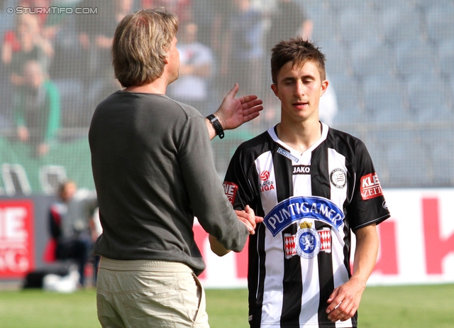 Sturm Graz - Ried
Oesterreichische Fussball Bundesliga, 34. Runde, SK Sturm Graz - SV Ried, Stadion Liebenau Graz, 19.05.2013. 

Foto zeigt Markus Schopp (Cheftrainer Sturm) und Reinhold Ranftl (Sturm)
