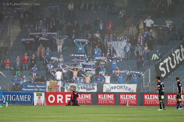 Sturm Graz - Wr. Neustadt
Oesterreichische Fussball Bundesliga, 36. Runde, SK Sturm Graz - SC Wiener Neustadt, Stadion Liebenau Graz, 26.05.2013. 

Foto zeigt Fans von Wr. Neustadt
