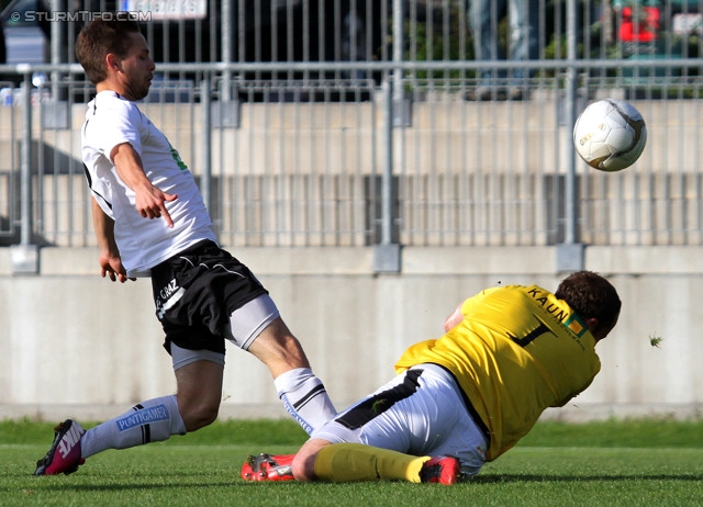 Sturm Amateure - St. Florian
Regionalliga Mitte, 30. Runde,  Sturm Graz Amateure - Union St. Florian, Trainingszentrum Messendorf, 01.06.2013. 

Foto zeigt David Schloffer (Sturm Amateure) und Lorenz Hoebarth (St. Florian)
