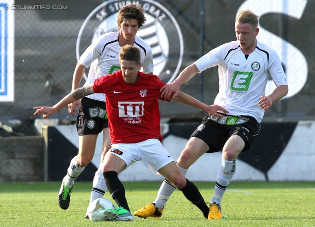 Sturm Amateure - St. Florian
Regionalliga Mitte, 30. Runde,  Sturm Graz Amateure - Union St. Florian, Trainingszentrum Messendorf, 01.06.2013. 

Foto zeigt Pascal Zisser (Sturm Amateure) und Daniel Schmoelzer (Sturm Amateure)
