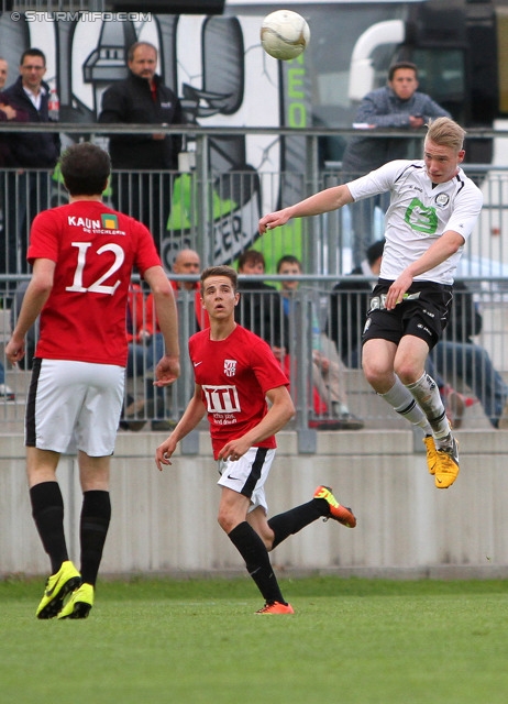 Sturm Amateure - St. Florian
Regionalliga Mitte, 30. Runde,  Sturm Graz Amateure - Union St. Florian, Trainingszentrum Messendorf, 01.06.2013. 

Foto zeigt Florian Krennmayr (St. Florian) und Daniel Schmoelzer (Sturm Amateure)
Schlüsselwörter: kopfball