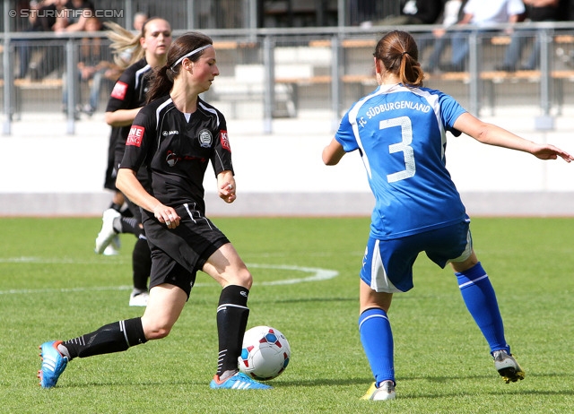 Sturm Damen - Suedbuergenland 1b
2. Frauenliga Ost/Sued, 22. Runde,  SK Sturm Graz Damen/Stattegg - FC Suedburgenland 1b, Trainingszentrum Messendorf, 01.06.2013. 

Foto zeigt Jasmin Zorec (Sturm Damen) und Lena-Maria Varga (Suedburgenland)
