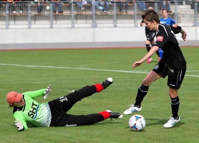 Sturm Damen - Suedbuergenland 1b
2. Frauenliga Ost/Sued, 22. Runde,  SK Sturm Graz Damen/Stattegg - FC Suedburgenland 1b, Trainingszentrum Messendorf, 01.06.2013. 

Foto zeigt Julia Bezsenyi (Suedbuergenland) und Alexandra Brigitta Mosolics (Sturm Damen)
