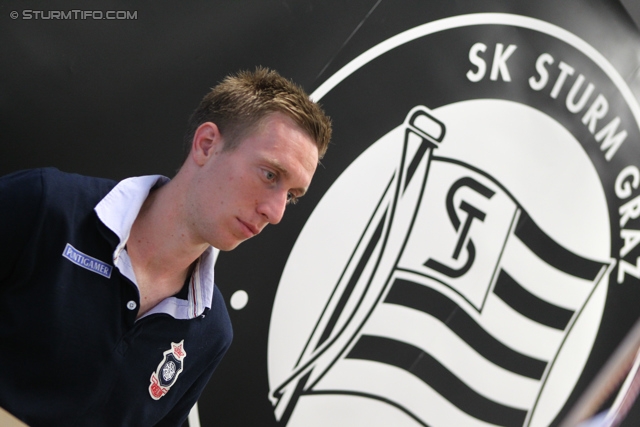 Pressekonferenz Sturm
Oesterreichische Fussball Bundesliga, SK Sturm Graz Pressekonferenz, Trainingszentrum Messendorf, 03.07.2013.

Foto zeigt Robert Beric (Sturm)
