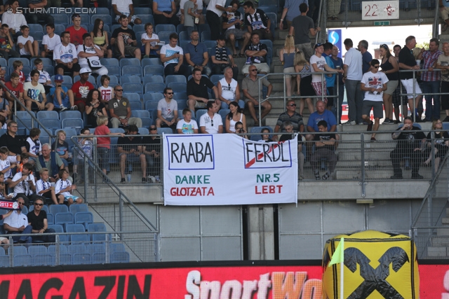 Sturm Graz - Paris SG
Testspiel,  SK Sturm Graz - Paris Saint Germain, Stadion Liebenau Graz, 09.07.2013. 

Foto zeigt Fans von Sturm mit einem Spruchband
