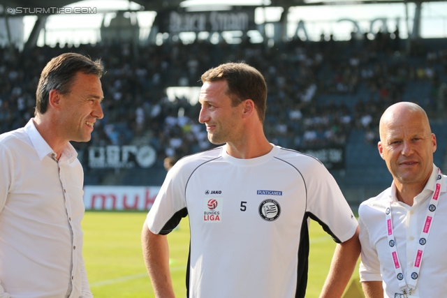 Sturm Graz - Paris SG
Testspiel,  SK Sturm Graz - Paris Saint Germain, Stadion Liebenau Graz, 09.07.2013. 

Foto zeigt Christian Jauk (Praesident Sturm), Ferdinand Feldhofer (Sturm) und Gerhard Goldbrich (General Manager Sturm)
